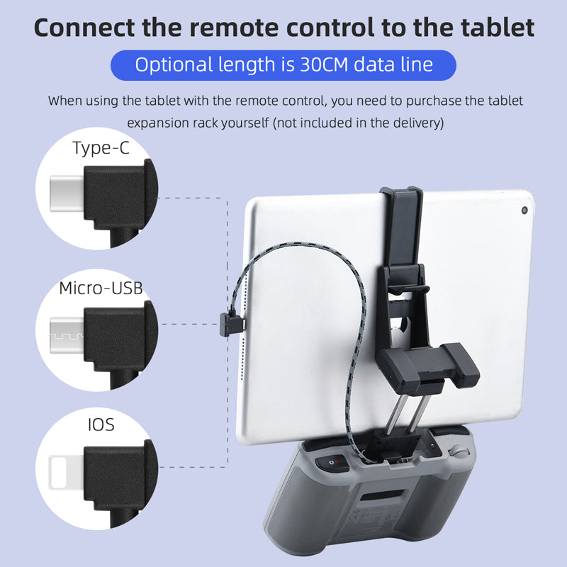 Drone Remote Control Data Cable – Type-C, Micro USB, Lightning – 15cm & 30cm for Mobile/Tablet Connection