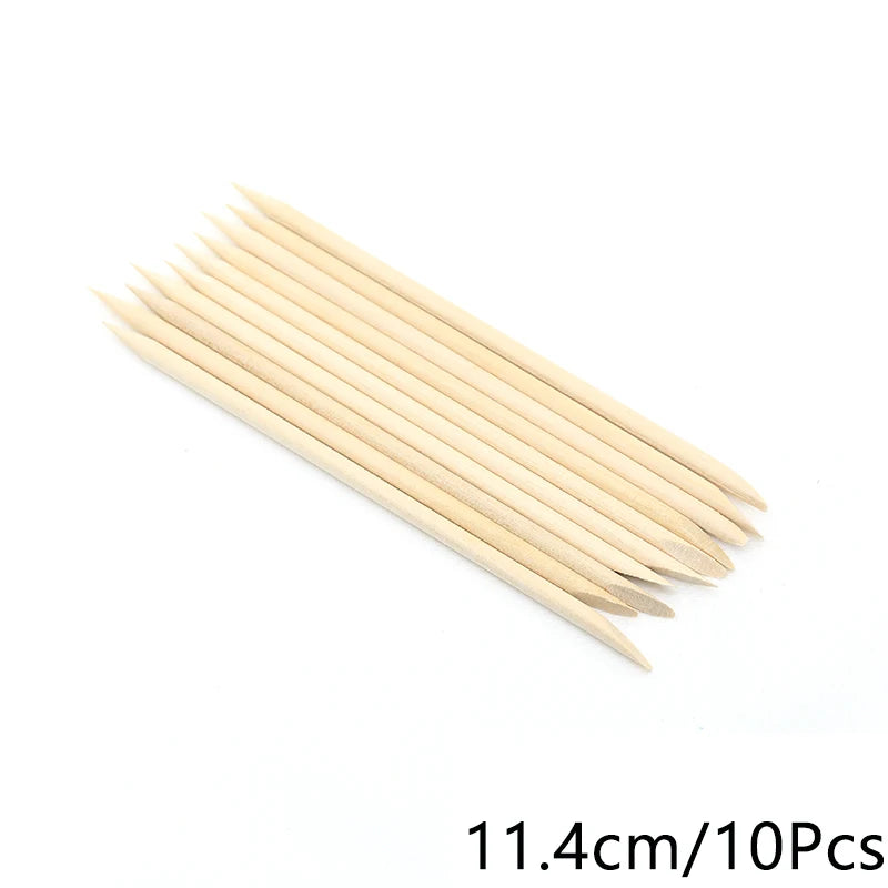 FUMOSIK Orange Wood Cuticle Pusher Combo – Natural Wooden Double-Ended Cuticle Remover Sticks