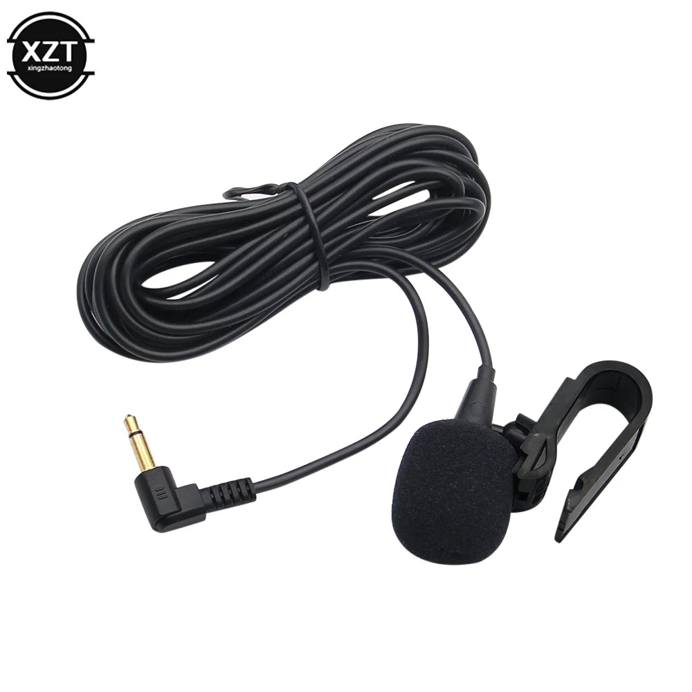 3.5mm External Car Microphone – Wired Condenser Mic with Clip for Bluetooth Head Units