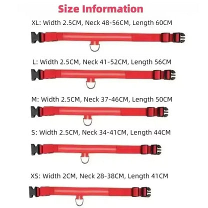 LED Light-Up Dog Collar – Adjustable Nylon Safety Collar with Battery – XS to XL Sizes