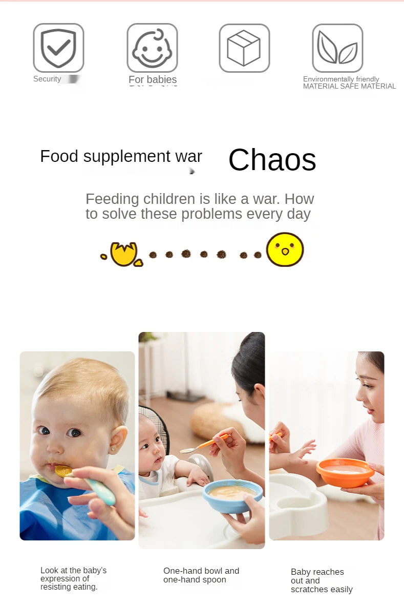 Baby Rice Cereal Spoon with Suction Cup Base – Silicone and ABS – 90 ml Capacity – 1 to 2 Yearsing Bottle Toddler Silicone Squeeze Feeding Spoon Milk Bottle Training Feeder Food Supplement Tools