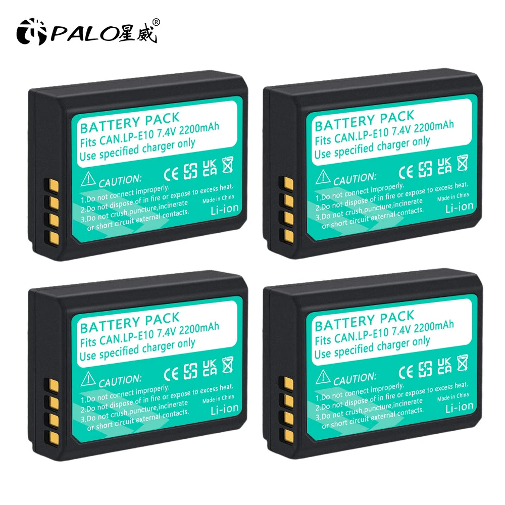 Rechargeable Camera Battery – LP-E10 Type, 7.4V 2200mAh, Compatible with Canon EOS DSLR Models
