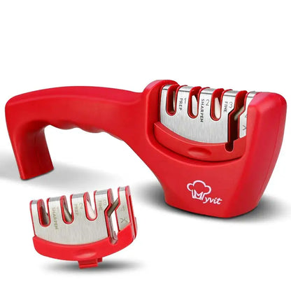 4-Stage Knife and Scissors Sharpener – Non-Slip Base, Ergonomic Handle, Diamond & Ceramic Slots