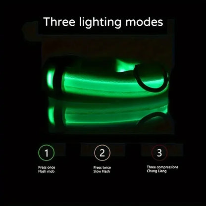 LED Light-Up Dog Collar – Adjustable Nylon Safety Collar with Battery – XS to XL Sizes