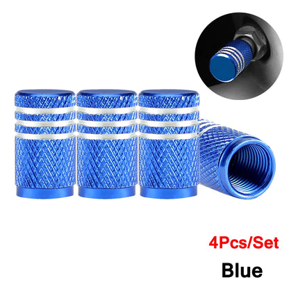 Aluminium Wheel Air Valve Covers – 4pcs Set with O-Ring Seal, Multi-Color
