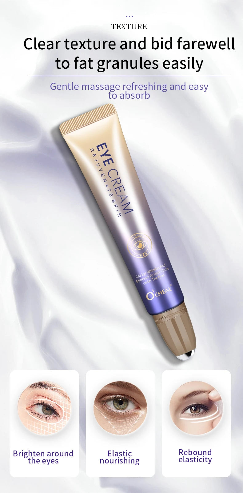 O'CHEAL Anti-Wrinkle Eye Cream with Roller Ball – Hydrating, Quick-Dry, Anti-Aging Serum – 20g