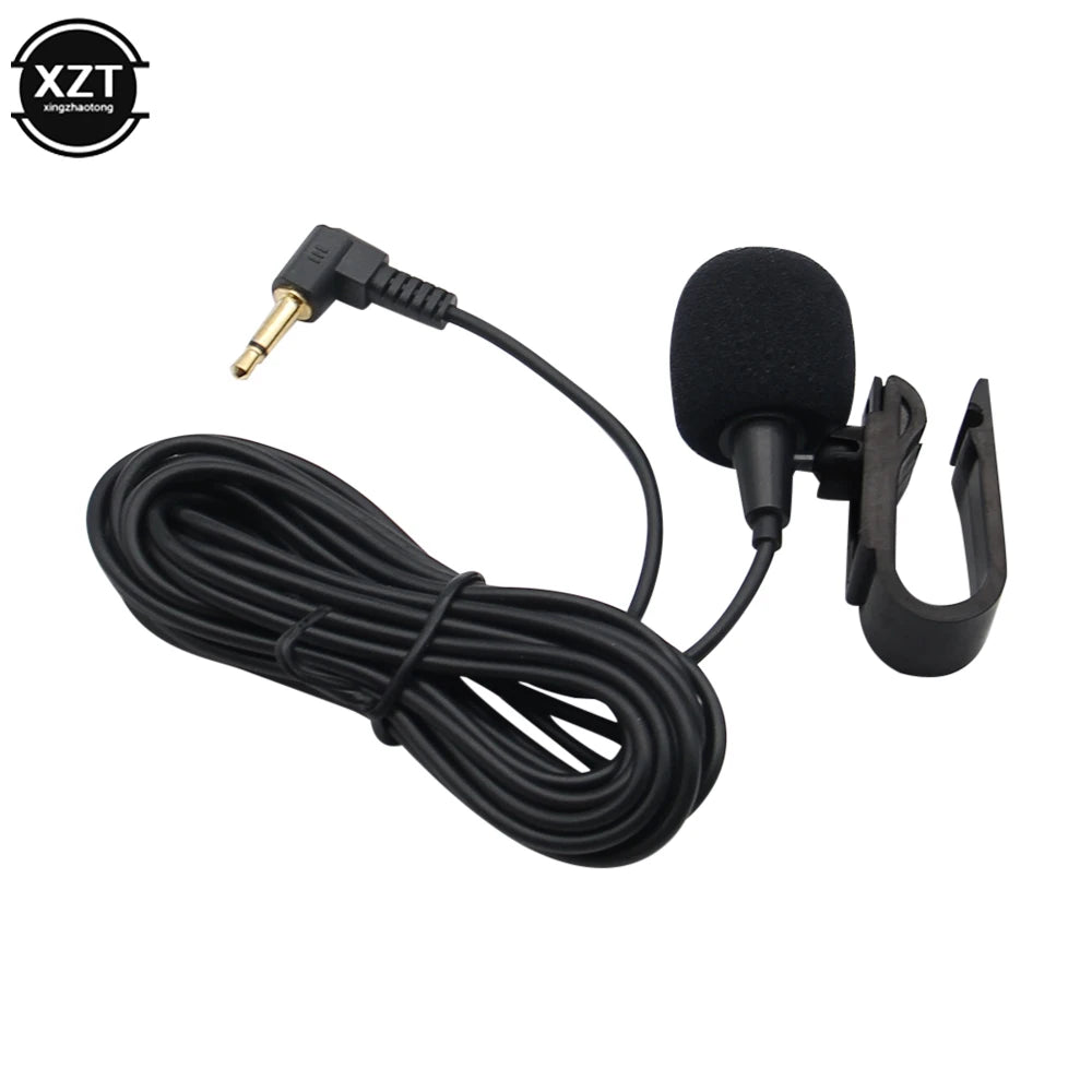 3.5mm External Car Microphone – Wired Condenser Mic with Clip for Bluetooth Head Units