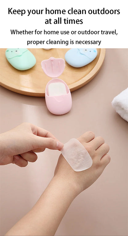 Disposable Cartoon Soap Sheets – Portable Hand Wash Paper – 50 Pieces