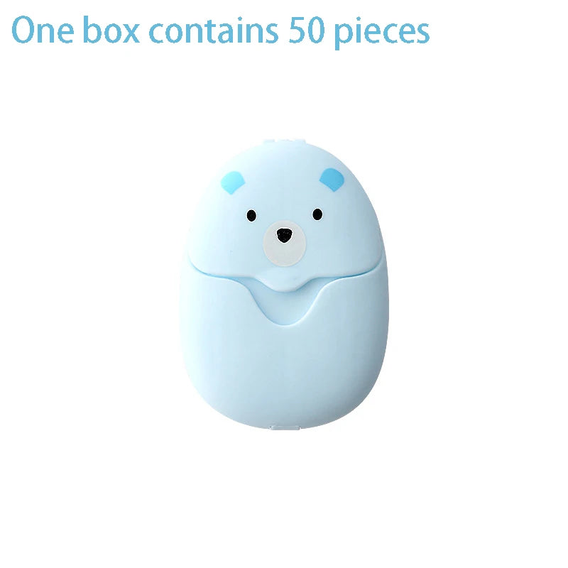 Disposable Cartoon Soap Sheets – Portable Hand Wash Paper – 50 Pieces