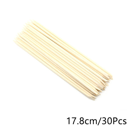 FUMOSIK Orange Wood Cuticle Pusher Combo – Natural Wooden Double-Ended Cuticle Remover Sticks