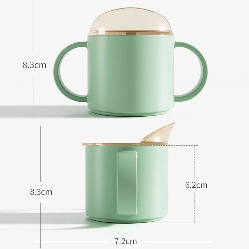 Baby Feeding Cups Kid Le150ml Baby Drinking Cup with Handle – Solid Color PP Plastic with Silicone Seal, Suitable for Ages 7 to 12 Yearsarning Drinking Cup with Double Handle Flip Lid Leakproof Infants Water Cups Bottle BPA Free with Lid
