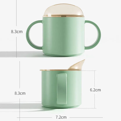 Baby Feeding Cups Kid Le150ml Baby Drinking Cup with Handle – Solid Color PP Plastic with Silicone Seal, Suitable for Ages 7 to 12 Yearsarning Drinking Cup with Double Handle Flip Lid Leakproof Infants Water Cups Bottle BPA Free with Lid
