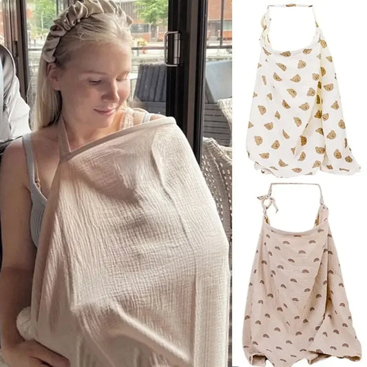 Breathable Cotton Baby Nursing Cover – Maternity Breastfeeding Shawl and Stroller Blanket, 100 × 60 cm