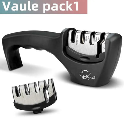 4-Stage Knife and Scissors Sharpener – Non-Slip Base, Ergonomic Handle, Diamond & Ceramic Slots