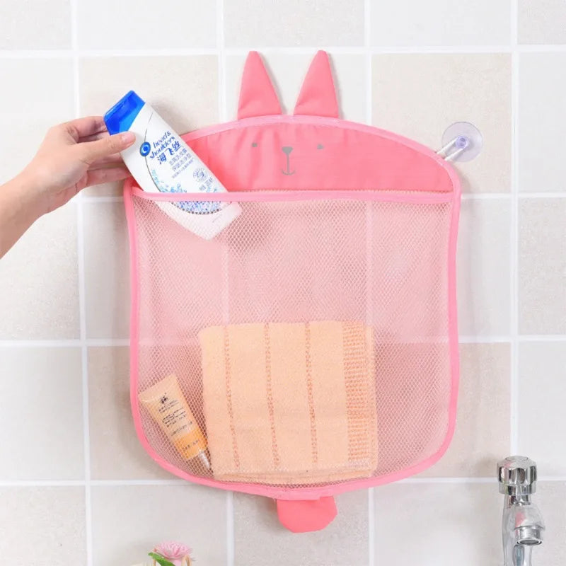 Baby Bath Toys Organizer – Mesh Net Storage with Toothbrush Holder – 39×35 cm