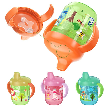 260ml Cartoon Baby Drinking Cup with Handle – Durable PP Plastic, Suitable for Ages 7 Months to 12 Years