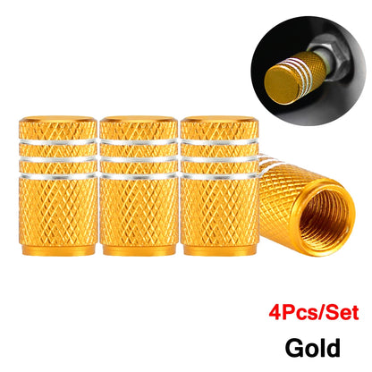 Aluminium Wheel Air Valve Covers – 4pcs Set with O-Ring Seal, Multi-Color