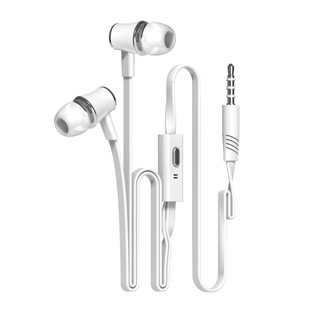 3.5mm Wired In-Ear Headphones with Microphone – Stereo Sound, Flat Tangle-Free Cable, Noise Isolation