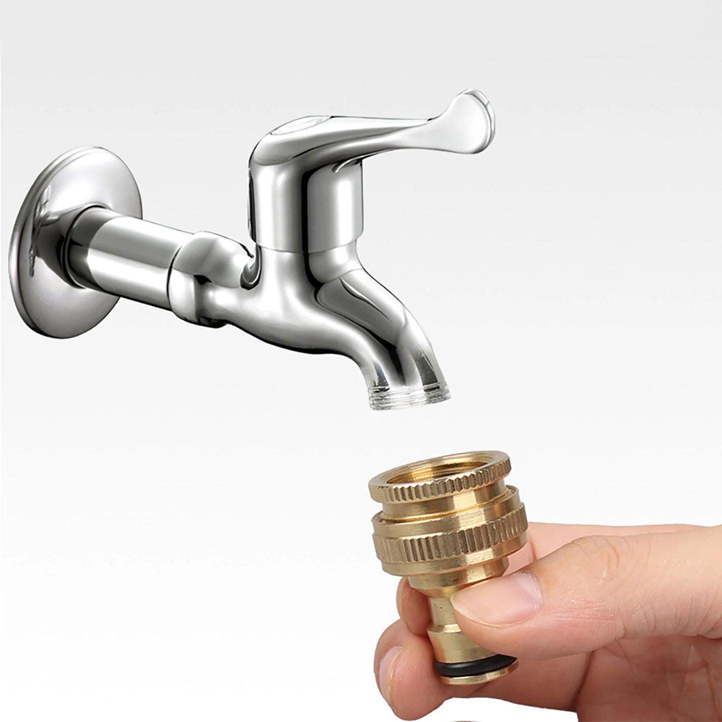 Brass Nipple Quick Connector – 1/2" to 3/4" Threaded Tap Adapter for Garden Hose & Washing Equipment