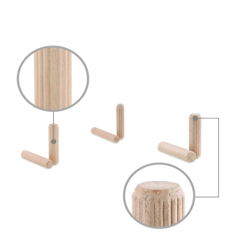 Wooden Dowel Pins Set - Fluted Craft Rods