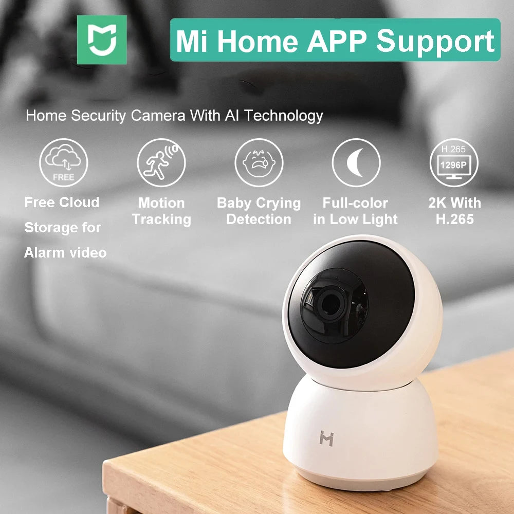 2K 360° Smart Home Security Camera – Wi-Fi, Night Vision, Motion Detection, Two-Way Audio