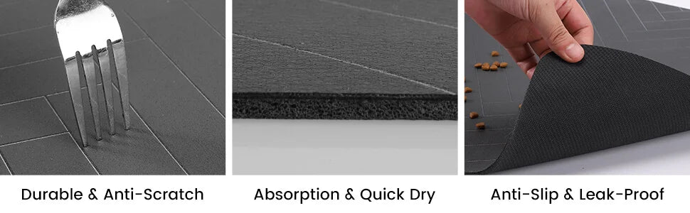 Absorbent Pet Feeding Mat with Waterproof Rubber Backing – Non-Slip Placemat for Dog and Cat Bowls