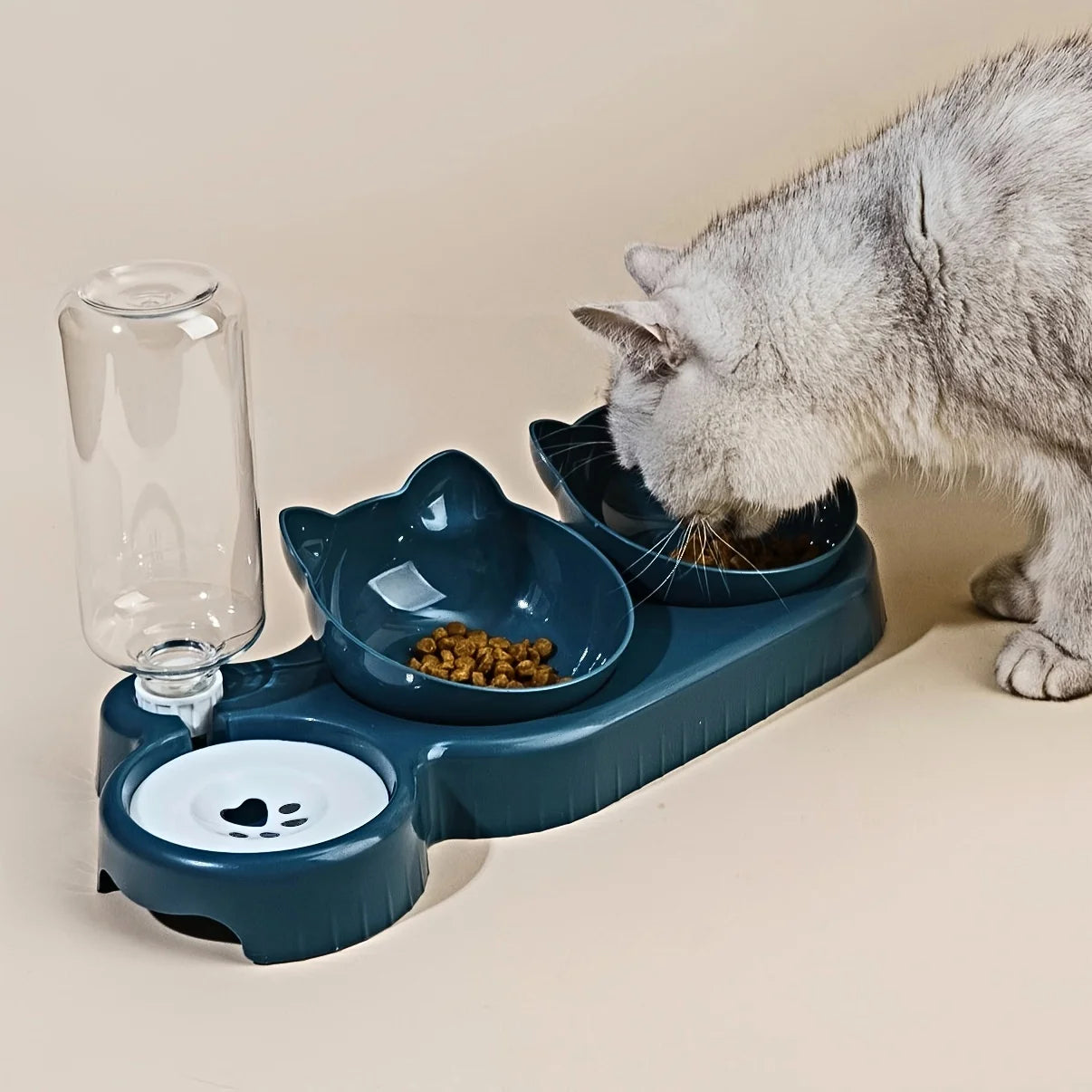 Rounded Plastic Cat Water Dispenser – Easy-Use Pet Drinking Fountain
