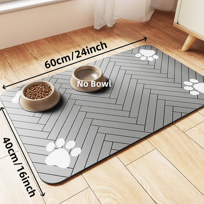 Absorbent Pet Feeding Mat with Waterproof Rubber Backing – Non-Slip Placemat for Dog and Cat Bowls