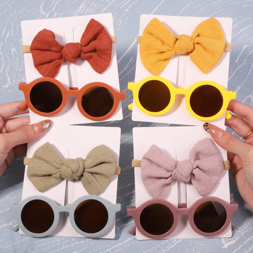 Kids Summer Bows & Sunglasses Set - 2pcs