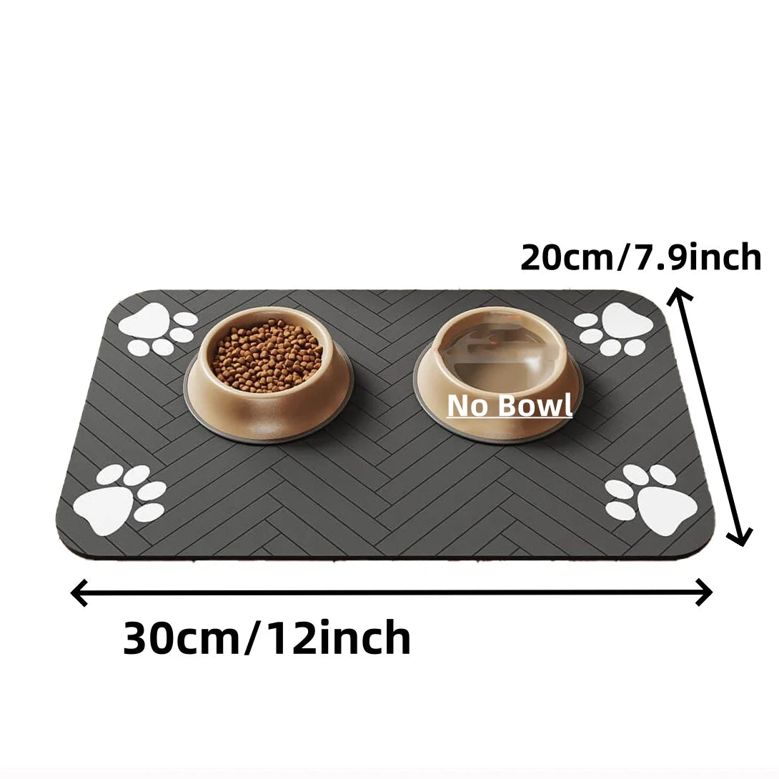 Absorbent Pet Feeding Mat with Waterproof Rubber Backing – Non-Slip Placemat for Dog and Cat Bowls
