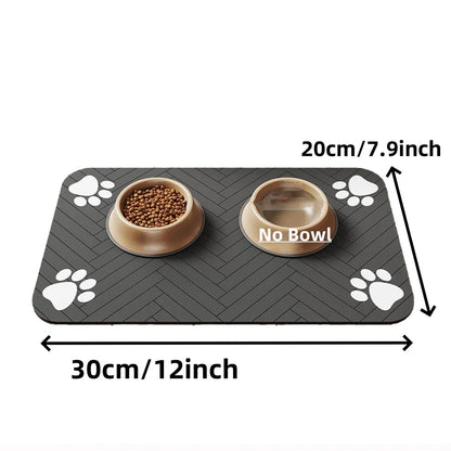 Absorbent Pet Feeding Mat with Waterproof Rubber Backing – Non-Slip Placemat for Dog and Cat Bowls
