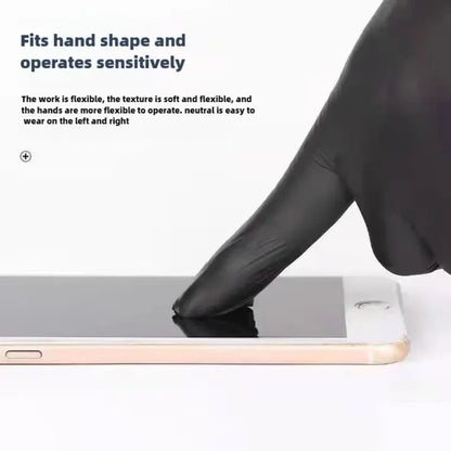 Black Nitrile Disposable Gloves – Powder-Free, Touch Screen Compatible, Waterproof – 100pcs Box