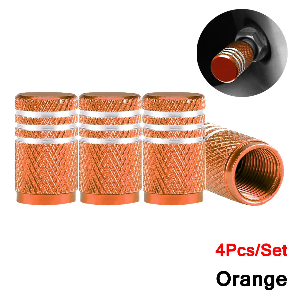 Aluminium Wheel Air Valve Covers – 4pcs Set with O-Ring Seal, Multi-Color