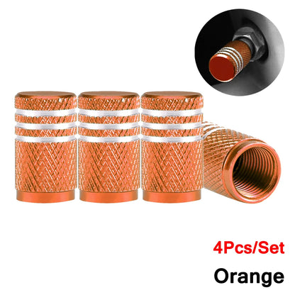 Aluminium Wheel Air Valve Covers – 4pcs Set with O-Ring Seal, Multi-Color