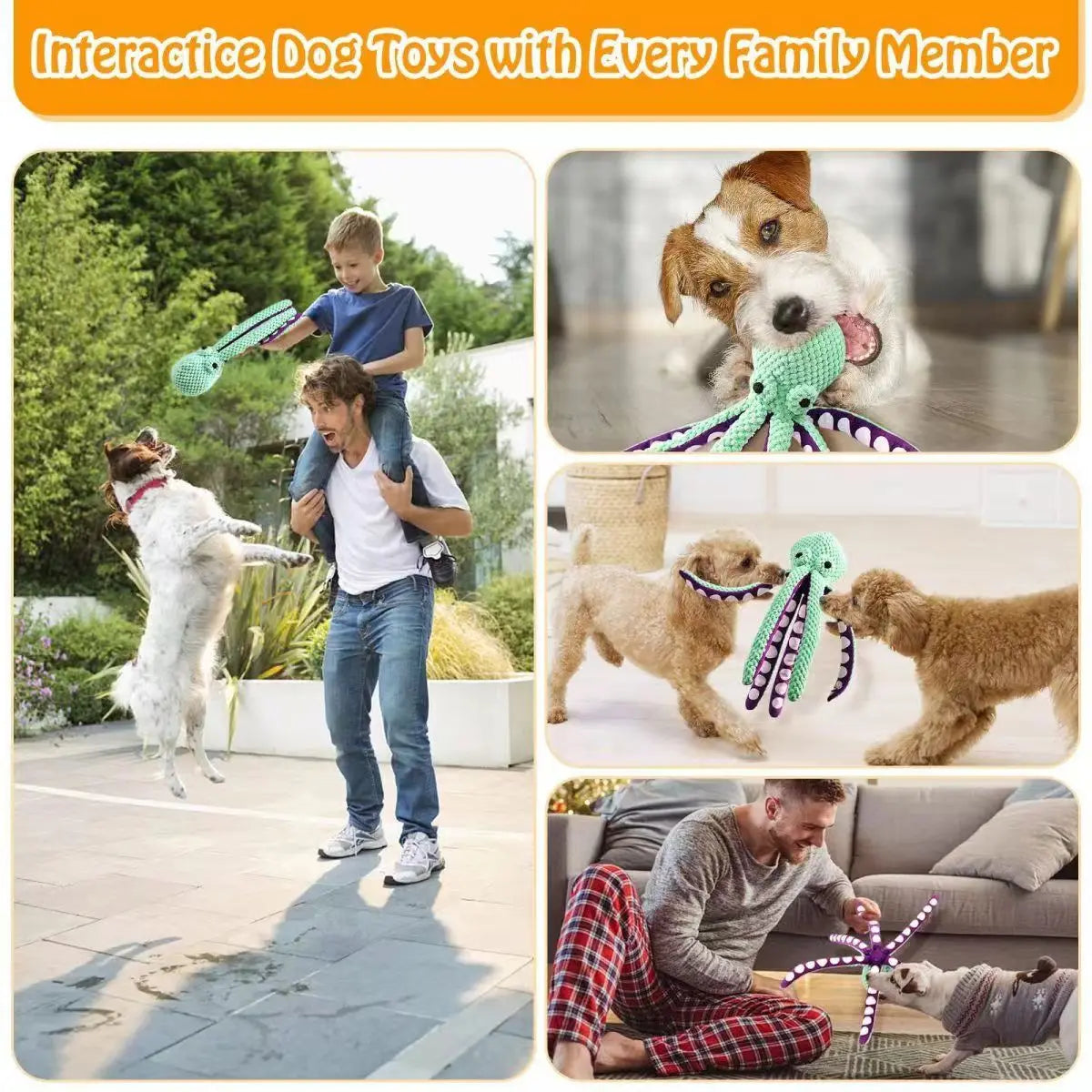 Plush Squeaky Dog Toy with Built-in Sounder – Soft Fleece Chew Toy, 11 × 8.5 × 32 cm