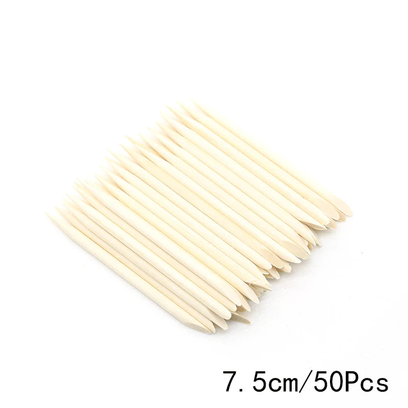 FUMOSIK Orange Wood Cuticle Pusher Combo – Natural Wooden Double-Ended Cuticle Remover Sticks