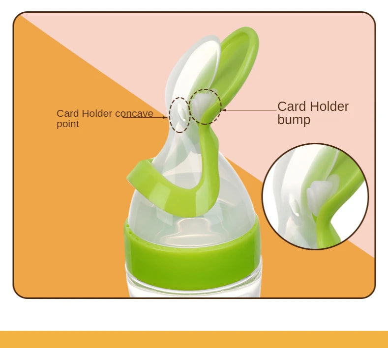 Baby Rice Cereal Spoon with Suction Cup Base – Silicone and ABS – 90 ml Capacity – 1 to 2 Yearsing Bottle Toddler Silicone Squeeze Feeding Spoon Milk Bottle Training Feeder Food Supplement Tools