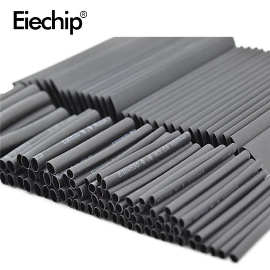 127-Piece Heat Shrink Tubing Kit – Black, 7 Sizes, Flame Retardant, 2:1 Shrink Ratio