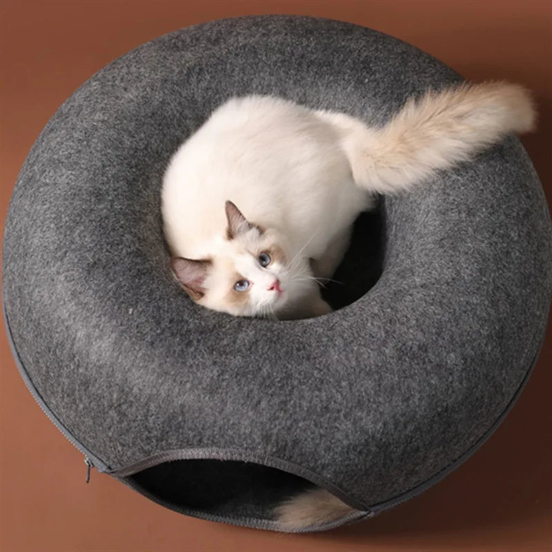 Donut Cat Bed & Tunnel - Dual-Use Toy