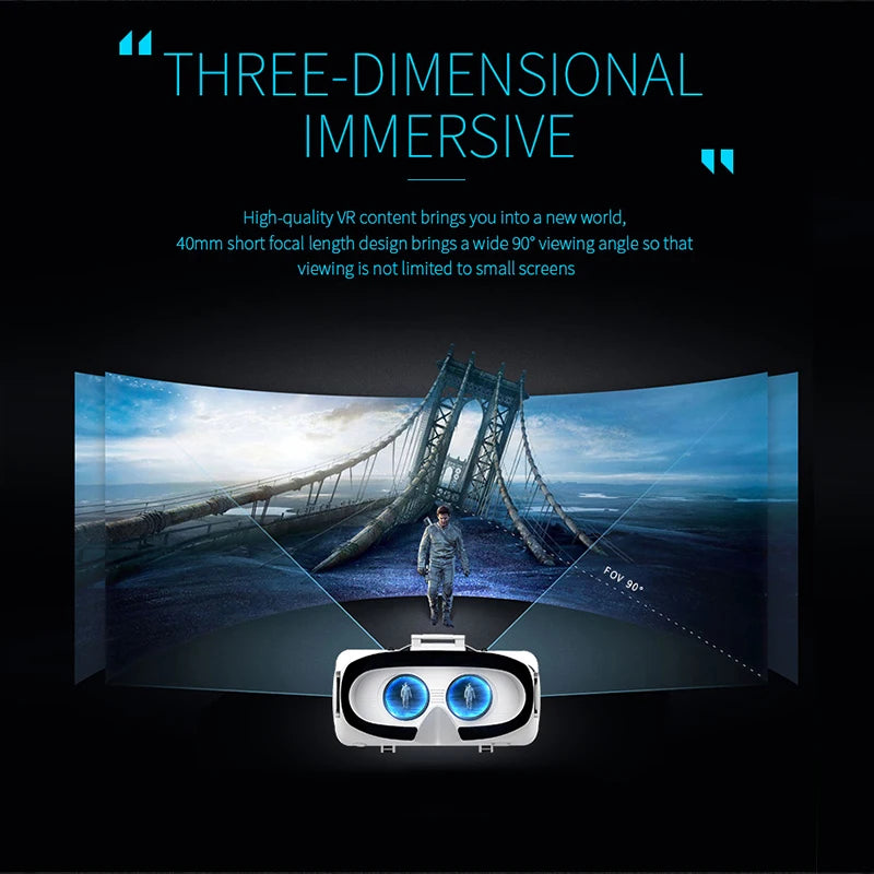 Virtual Reality Headset with Wireless Bluetooth Controller – 3D VR Glasses for Smartphones (4.7–6.1")