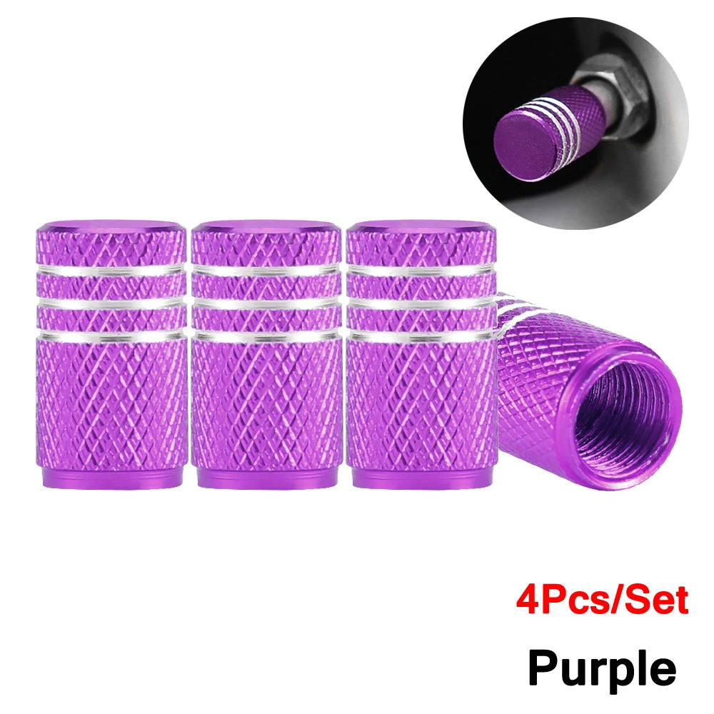 Aluminium Wheel Air Valve Covers – 4pcs Set with O-Ring Seal, Multi-Color
