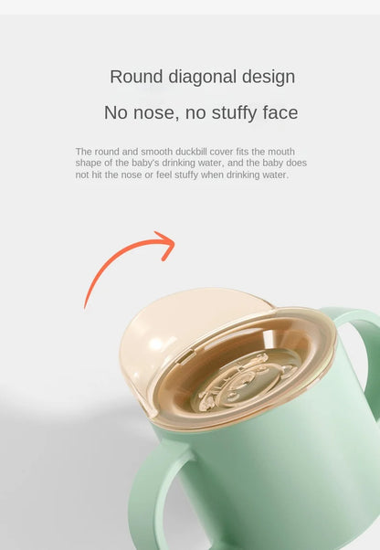 Baby Feeding Cups Kid Le150ml Baby Drinking Cup with Handle – Solid Color PP Plastic with Silicone Seal, Suitable for Ages 7 to 12 Yearsarning Drinking Cup with Double Handle Flip Lid Leakproof Infants Water Cups Bottle BPA Free with Lid