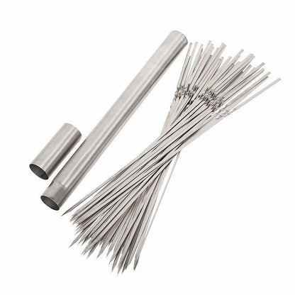 15-Pack Stainless Steel BBQ Skewers – 35cm Flat Reusable Grill Sticks for Meat, Vegetables, Camping