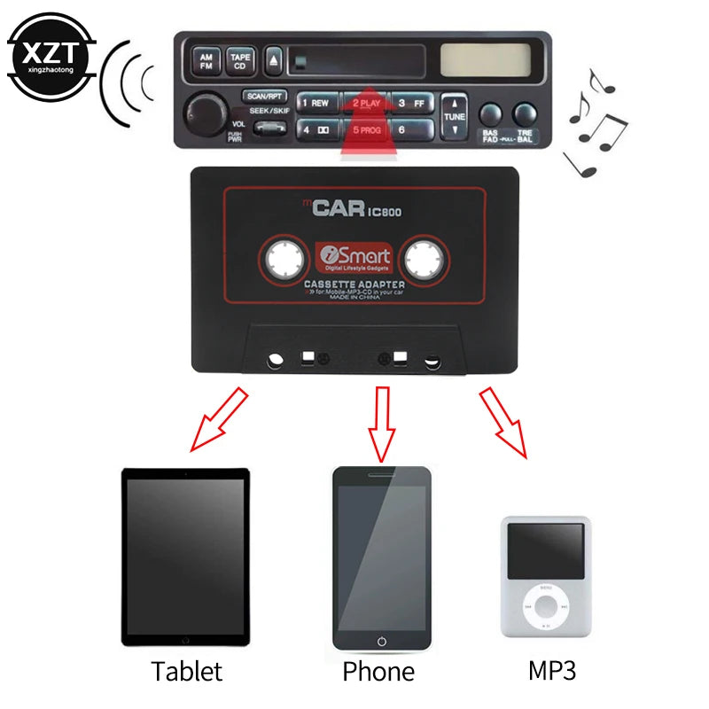 Car Cassette Tape Adapter – 3.5mm AUX Audio Converter for MP3/Phone