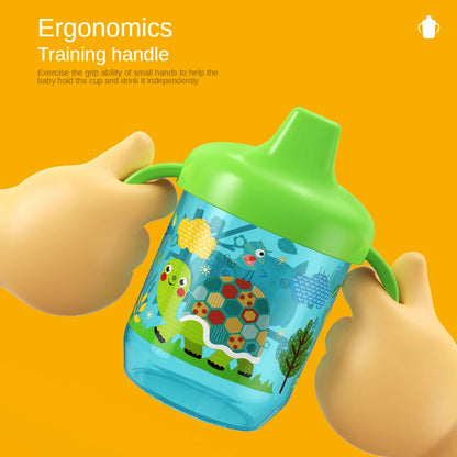 260ml Cartoon Baby Drinking Cup with Handle – Durable PP Plastic, Suitable for Ages 7 Months to 12 Years