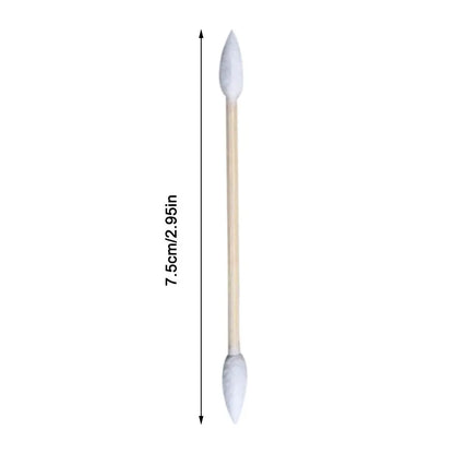 100 Pcs Double-Pointed Natural Cotton Buds with Bamboo Sticks – Precise Cleaning and Beauty Tool