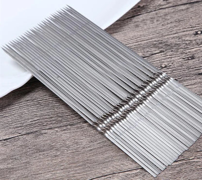 15-Pack Stainless Steel BBQ Skewers – 35cm Flat Reusable Grill Sticks for Meat, Vegetables, Camping