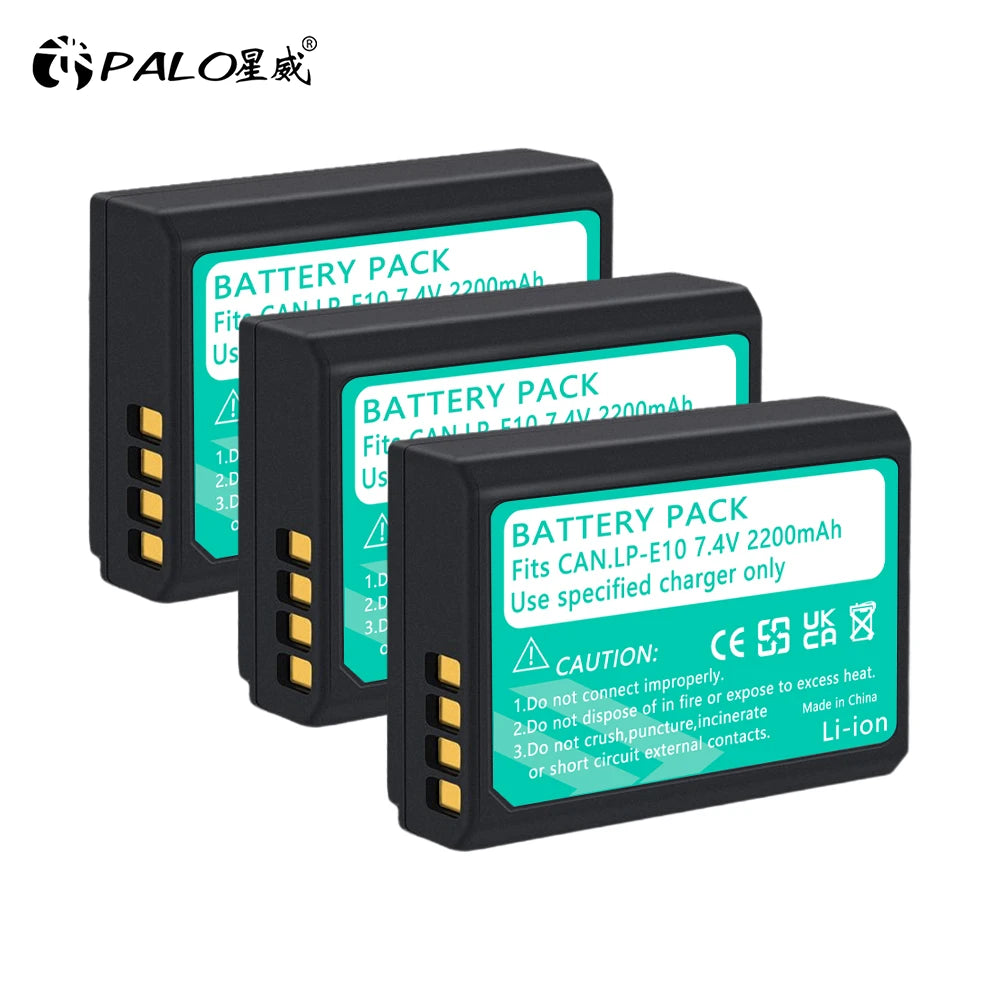 Rechargeable Camera Battery – LP-E10 Type, 7.4V 2200mAh, Compatible with Canon EOS DSLR Models