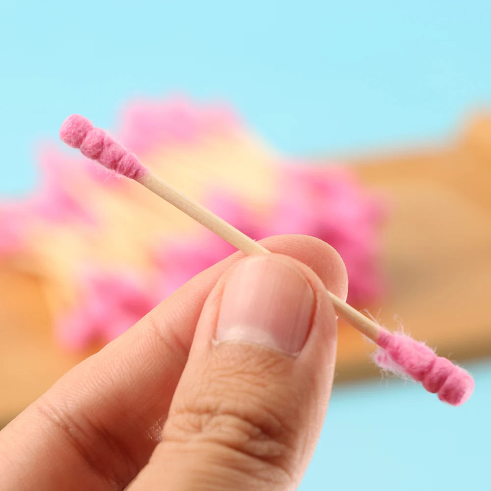 100pcs Pink Cotton Swabs – Micro Disposable Soft Cotton Cleaning Sticks, 7.5cm / 10cm