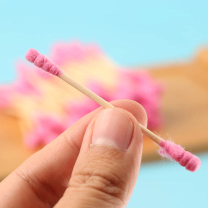 100pcs Pink Cotton Swabs – Micro Disposable Soft Cotton Cleaning Sticks, 7.5cm / 10cm